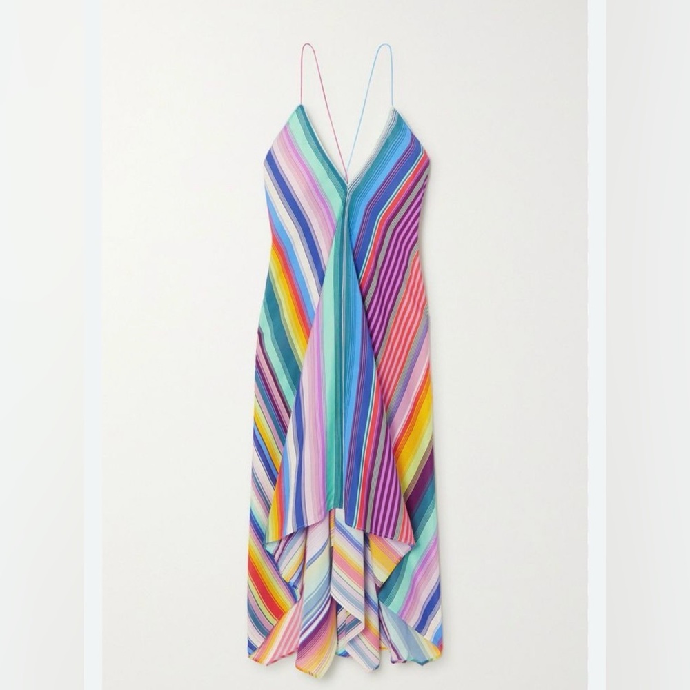 🌈Gorgeous ETRO42 rainbow handkerchief hem dress.
